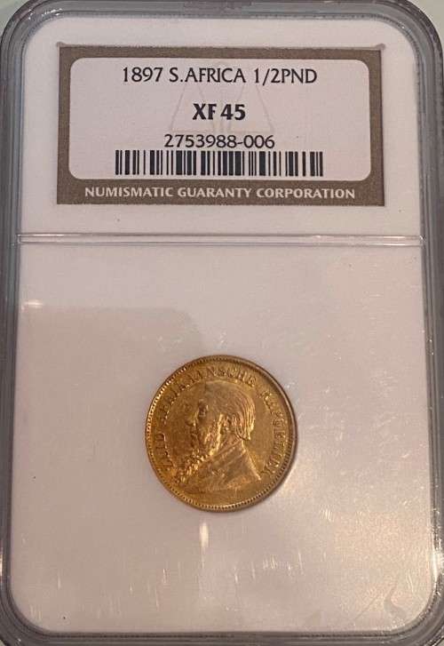 1897 South Africa Gold 1/2 Pond NGC XF45