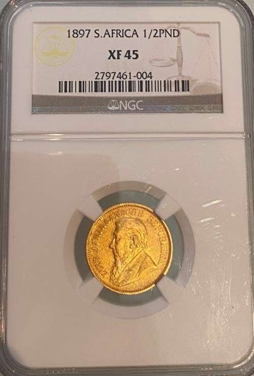 1897 South Africa Gold 1/2 Pond NGC XF45