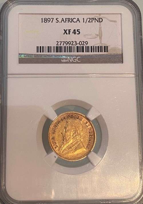 1897 South Africa Gold 1/2 Pond NGC XF45