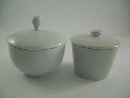 Two Porcelain White Containers with Lids