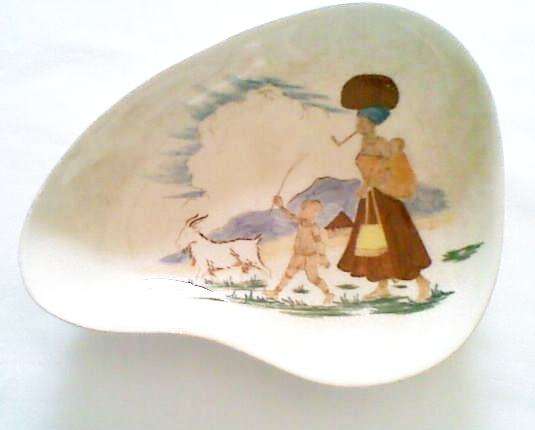 Xhosa Lady with Baby and Child Plate Drostdy Ware 20cm by 16cm and 3cm High