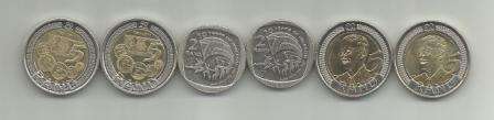 Two Mandela R5 Coins Commemorating his 90th Birthday, Two R5 Reserve Bank Coins and Two R2 Freedom