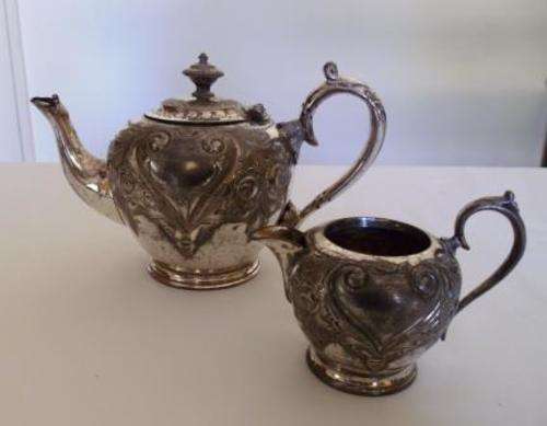 Antique Walker & Hall Plate Tea Pot & Creamer