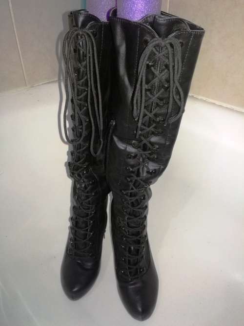 Black long boots with lace up front (Excellent condition as only worn once)