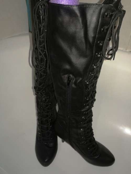 Black long boots with lace up front (Excellent condition as only worn once)