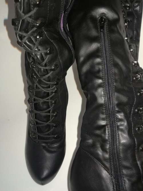 Black long boots with lace up front (Excellent condition as only worn once)
