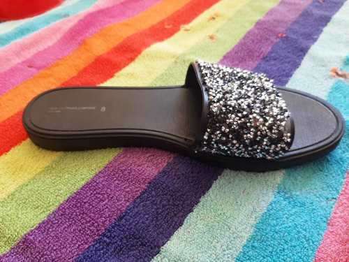 Black glittery slip on shoes Size 8 - Like new (not suitable for broad feet)