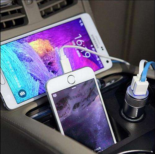 FANTASTIC PRICE!!  USB Car Charger 12v24v 2.1A 1.0A Aluminium dual usb 2-port SILVER GOLD BLACK