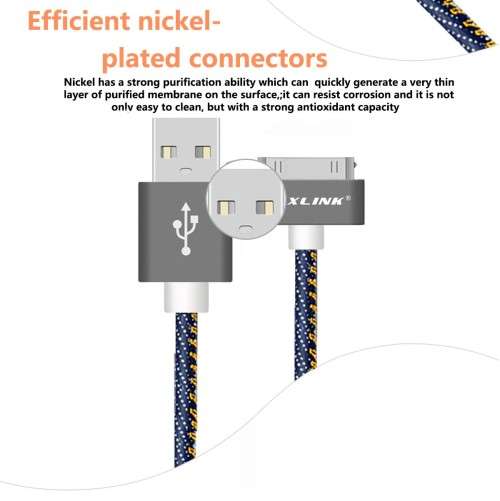 FANTASTIC PRICE!!VOXLINK Denim 30Pin USB Cable2M Data Transmission Charger cable Apple4 4siPad2 3 4