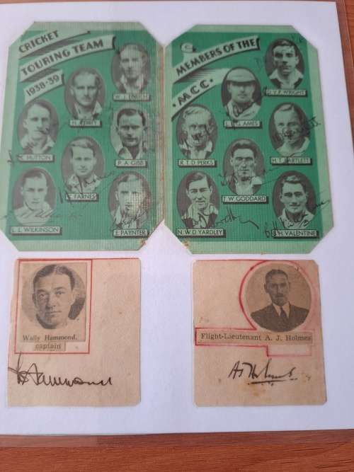 1938/39 MCC touring cricket team,16 original autographs