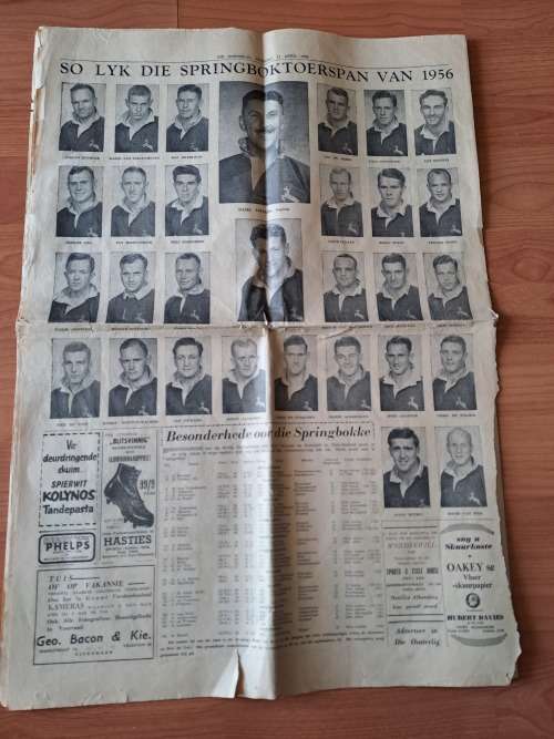 Oosterlig ,17April 1956,Springbok touring side photos