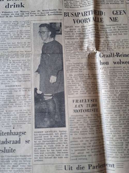 Oosterlig ,17April 1956,Springbok touring side photos