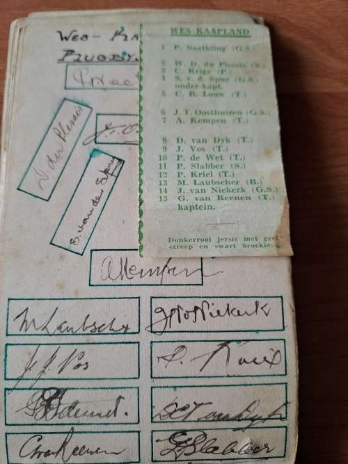 Wes Kaap teen Oos Kaap rugby,3q Julie 1943