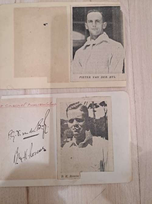 P van der Bijl/BK Roscoe Springbok cricketers ,original autographs