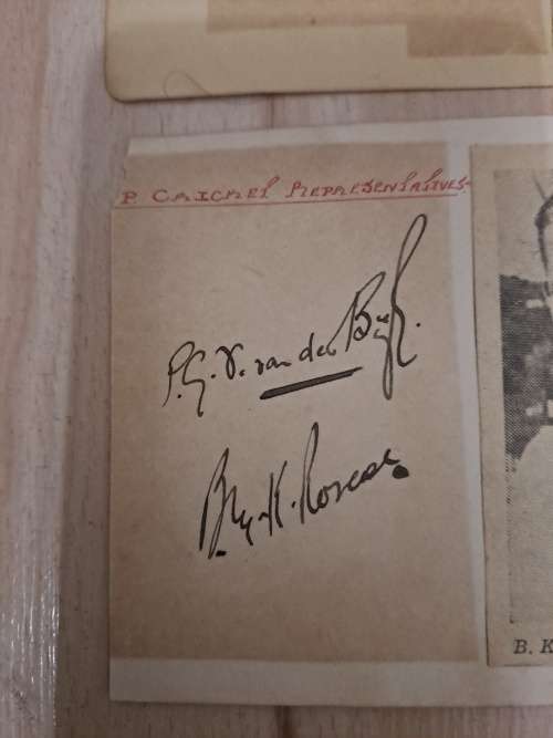 P van der Bijl/BK Roscoe Springbok cricketers ,original autographs