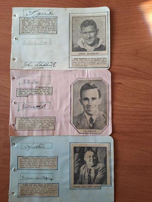 10 Western Province rugby players of 1940 s ,original autographs