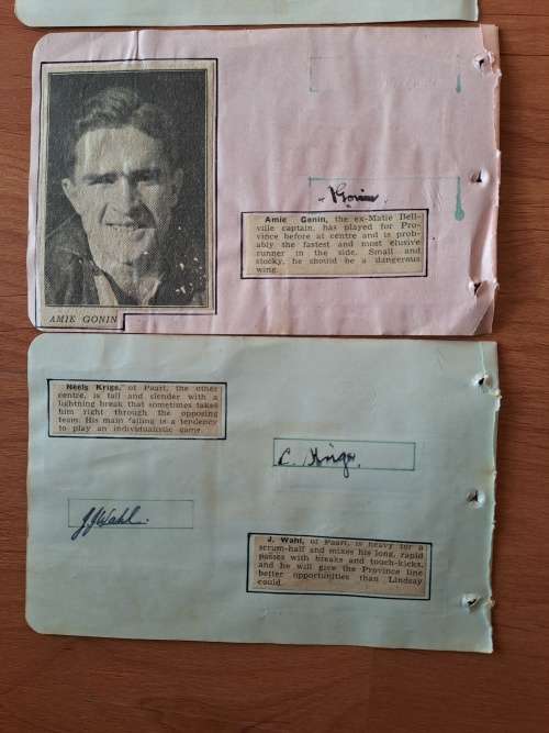 10 Western Province rugby players of 1940 s ,original autographs