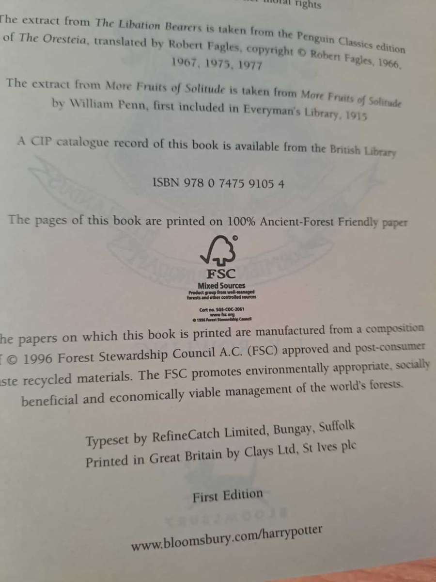 Harry Potter and the Deathly Hallows, Hardcover, 1 st edition