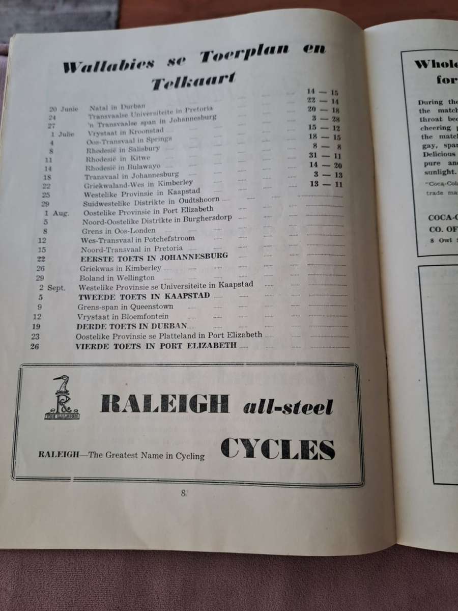 SA vs Australia, Souvenir Program Rugby Test 22 August 1953, 36 pages