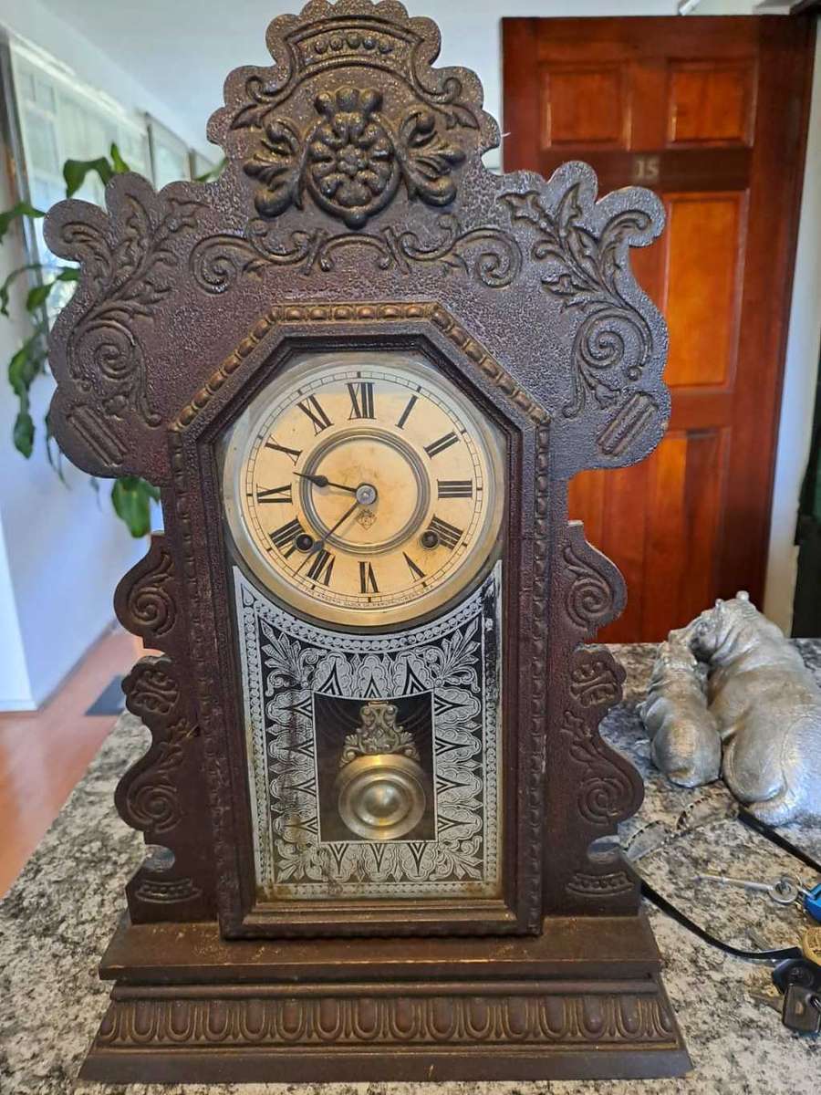 Antique Ansonia `Kenmore` 8 day Parlor Mantle Chime Clock 1898/1901 working condition
