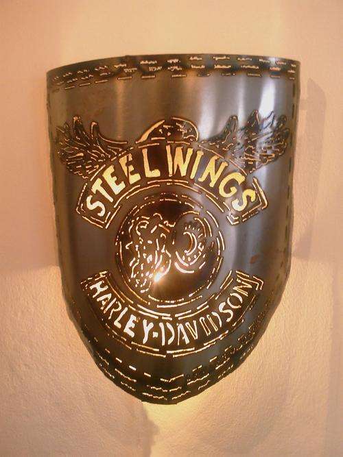 STEEL WINGS HARLEY'S METAL ART wALL SCONCE SHIELD
