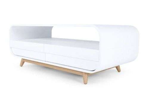 Esme Coffee Table With Two Drawers, White & Ash | MADE.com
