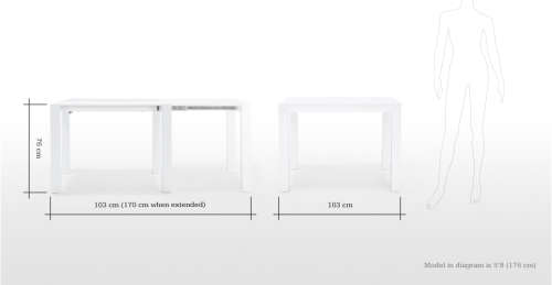 SQUARE EXTENDING DINING TABLE - BRAMANTE in White Gloss - MADE Furniture