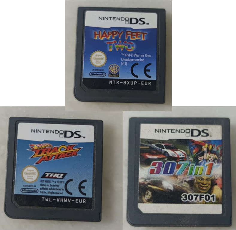 NINTENDO DS - HOT WHEELS TRACK ATTACK & HAPPY FEET & 307F01 - NO CASES