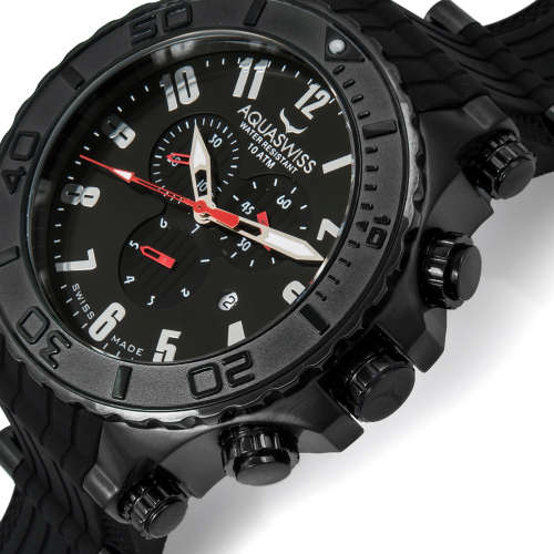 Brand NEW!! AQUASWISS Men's BOLT XG Black ION Edition Swiss Chronograph Watch W/ BOX AND PAPERS