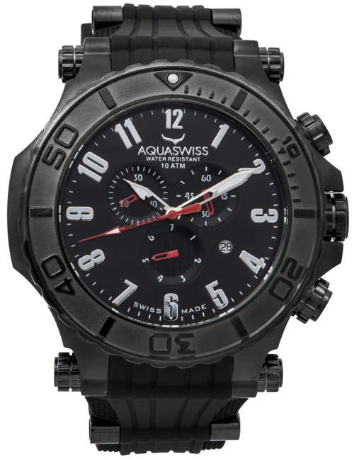 Brand NEW!! AQUASWISS Men's BOLT XG Black ION Edition Swiss Chronograph Watch W/ BOX AND PAPERS