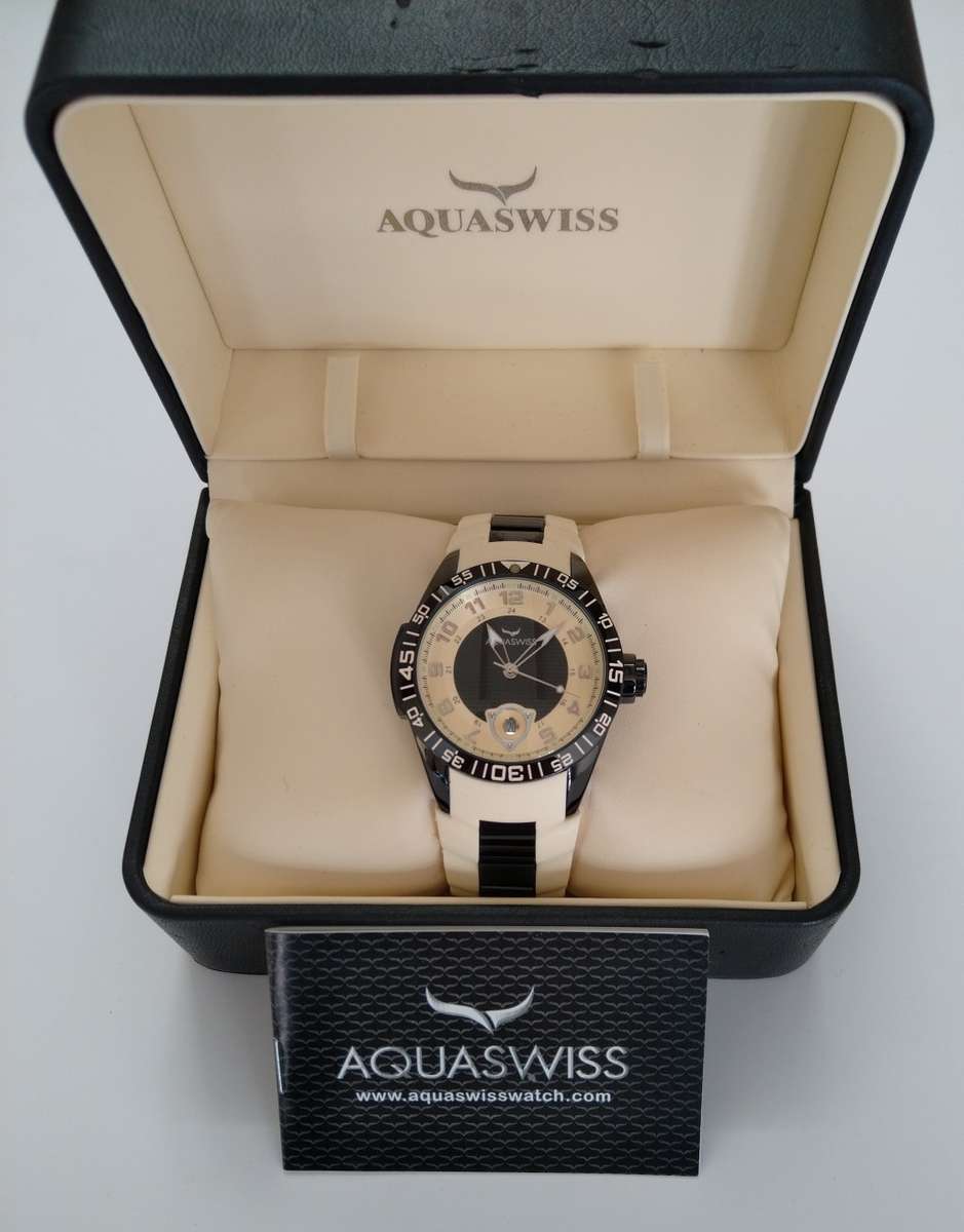 AQUASWISS Men`s Trax Two tone BLACK/IVORY Chronograph Swiss Watch