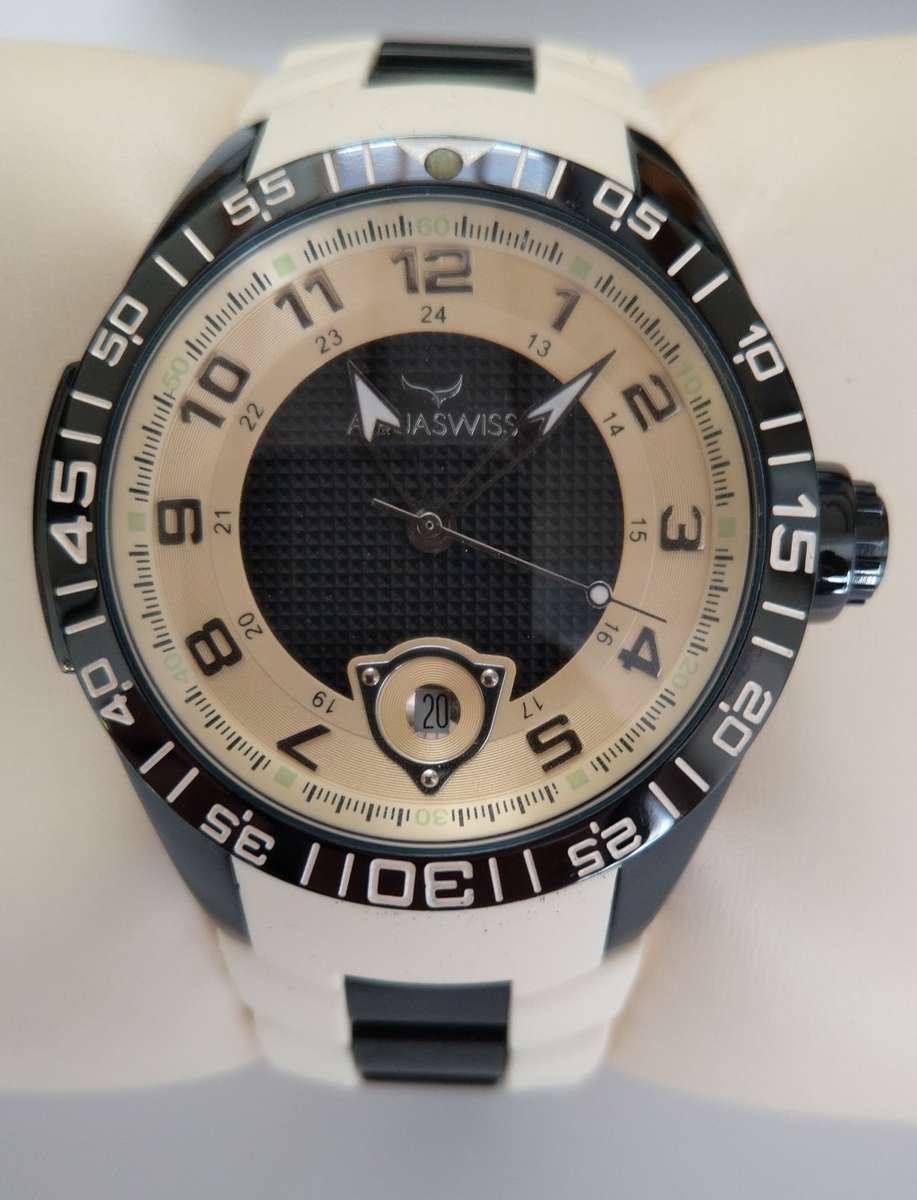 AQUASWISS Men`s Trax Two tone BLACK/IVORY Chronograph Swiss Watch