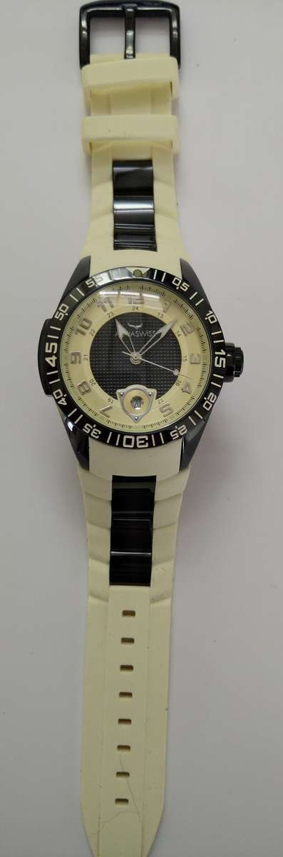 AQUASWISS Men`s Trax Two tone BLACK/IVORY Chronograph Swiss Watch