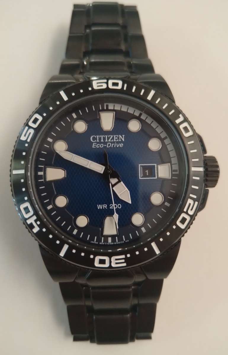 Authentic CITIZEN Eco-Drive Scuba Fin Diver Stainless Steel Mens Watch
