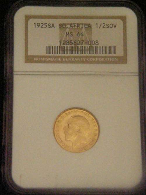 1925 GOLD 1/2 SOVEREIGN - NGC MS64 GRADED