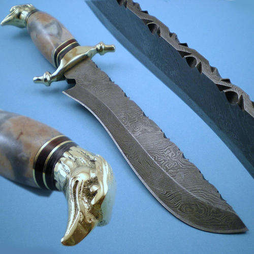 Unique Custom Made Damascus Bowie Knife