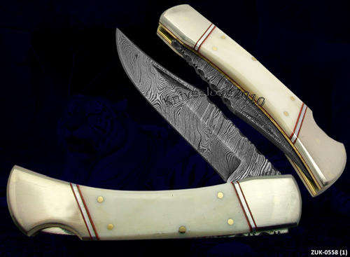 Handmade FileWork Damascus knife Real Camel Bone Folder