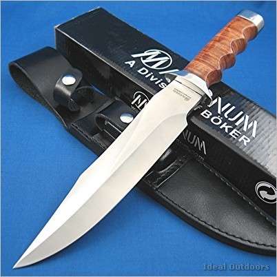 Boker Magnum Stacked Leather Handle Giant Bowie Knife