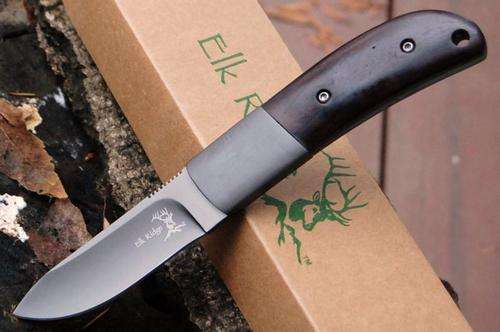 ELK RIDGE Titanium Skinner Black Wood w/Sheath Knife