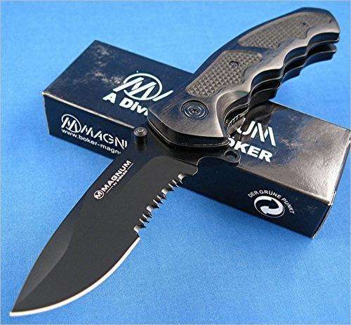 Boker Magnum Special Agent Black Textured Wood Knife
