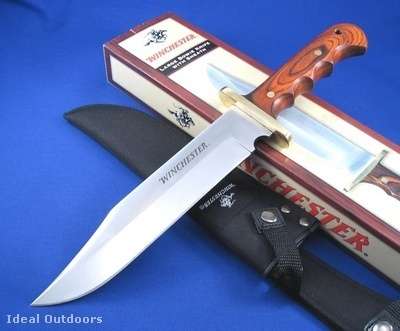 Winchester Large Bowie Knife Finger Groove Wood Handle