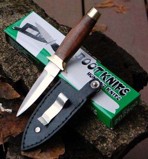 Custom Double Edge Boot Dagger w/Leather Sheath Knives