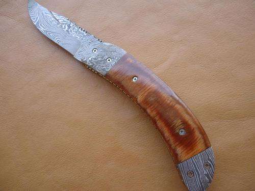 DAMASCUS CUSTOM HANDMADE FOLDING KNIFE BY WILDOX (Shipped free)