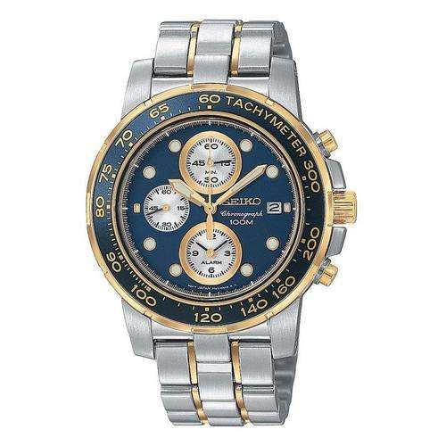 Seiko TT Stainless Alarm Chrono Blue Dial mens watch