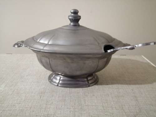 Antique Tin koper Depondt Bongloon Soup terrine