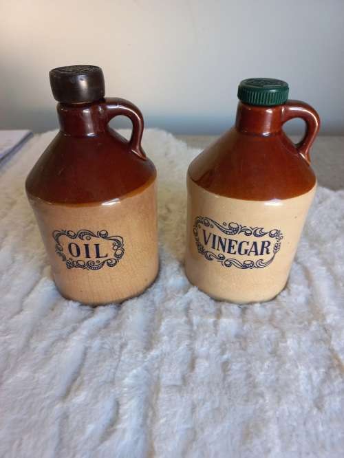 2 x Vintage stoneware decanters