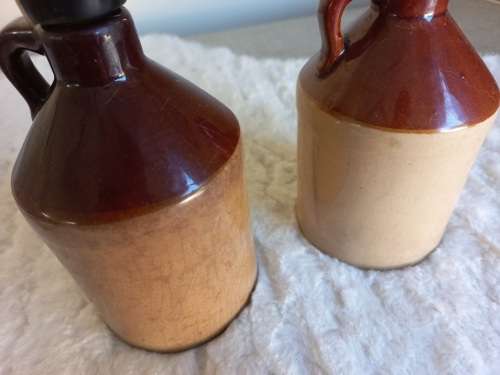 2 x Vintage stoneware decanters