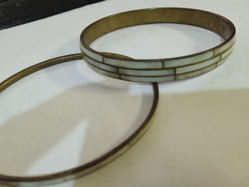 2 x Brass and mother of pearl bangles