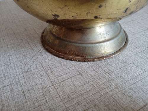 Antique brass coal scuttle helmet in need of TLC