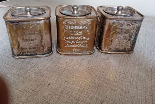 Small tea, coffee and sugar tins